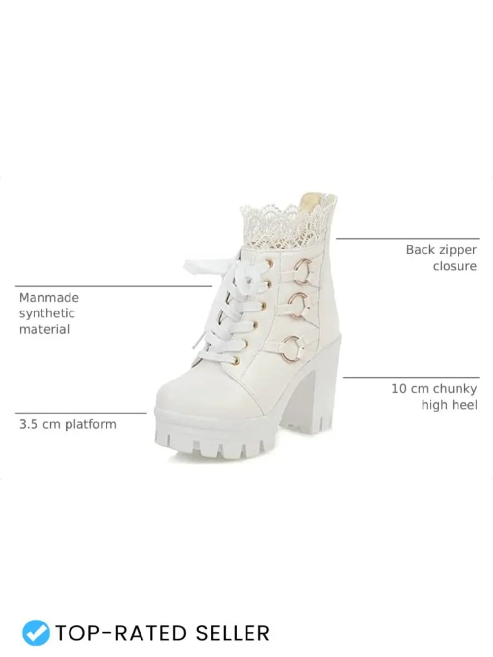 Chunky Platform Ankle Boots High Heel Lace Up Back Zipper Gothic Sweet Lolita